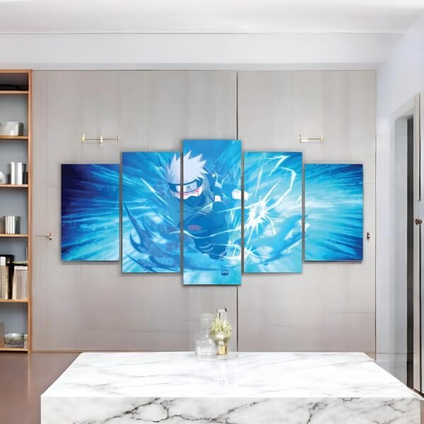 Kakashi Unleashed Blue Energy Anime Canvas
