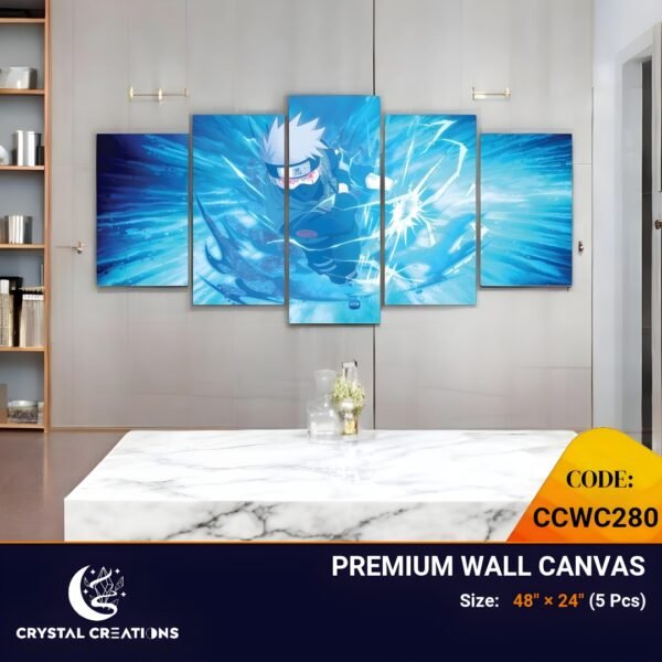 Kakashi Unleashed: Blue Energy Five-Panel Canvas Print