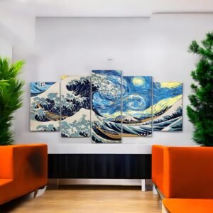 Waves & Night Iconic Art Canvas Set
