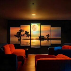 Beautiful and Calming Panoramic Moonrise Wall Art