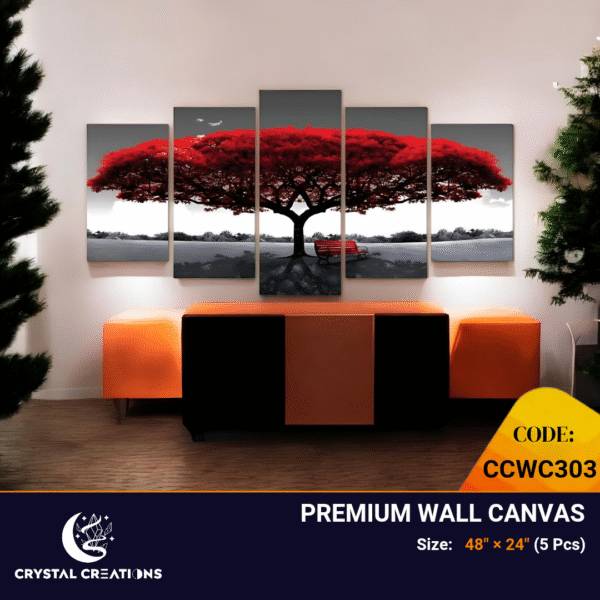 Crimson Majesty Bold Red Tree Canvas