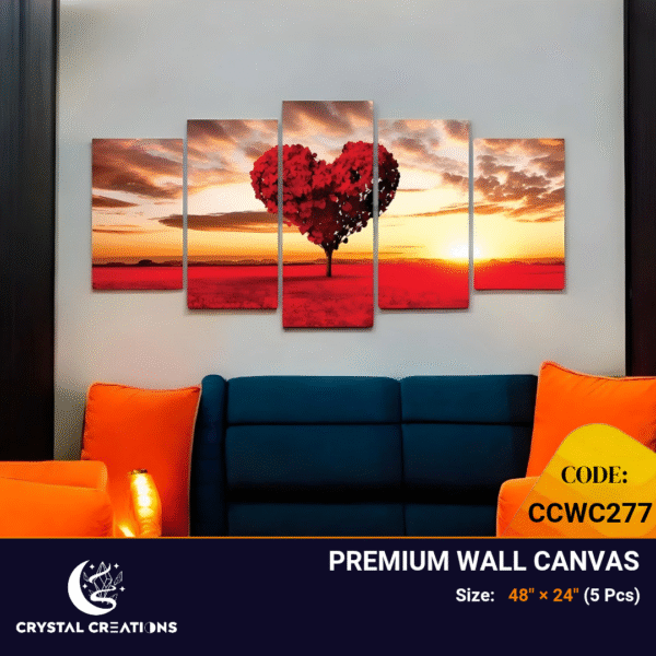 Red Heart Tree Sunset Canvas Art