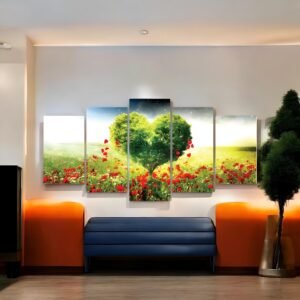 Heart Tree Poppy Field Canvas Art