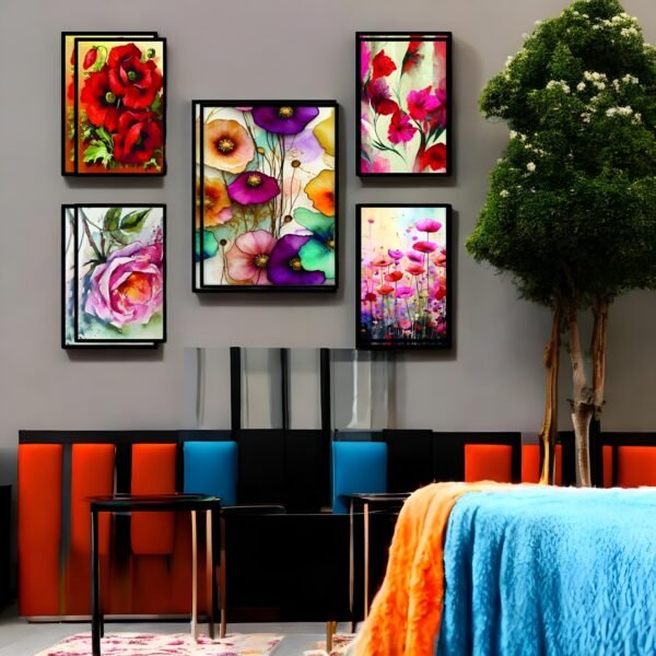 Vibrant Floral Harmony Premium Wall Art Set
