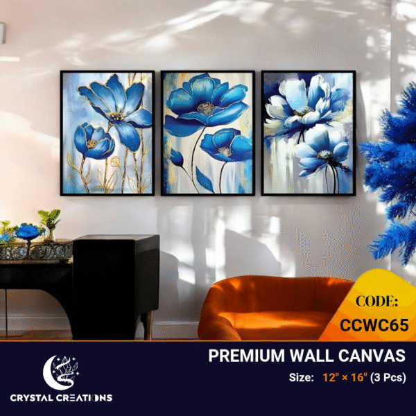 Indigo Dreams Modern Floral Canvas Set
