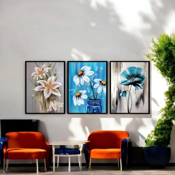 Floral Harmony Eclectic Canvas Trio