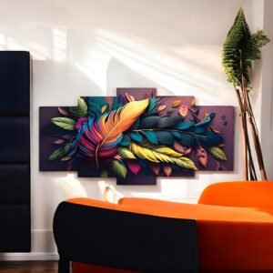 Tropical Feather Bloom Vibrant Canvas Set