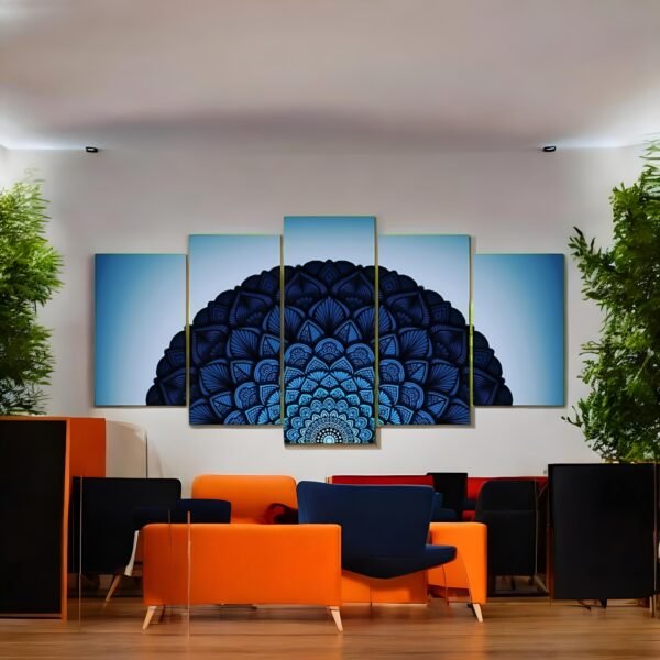 Tranquil Blue Mandala Geometric Canvas Art