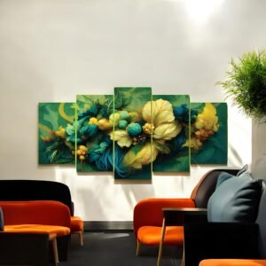 Lush Green and Yellow Blossom Arrangement Canvas