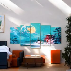 Moonlit Serenity Japanese Winter Canvas