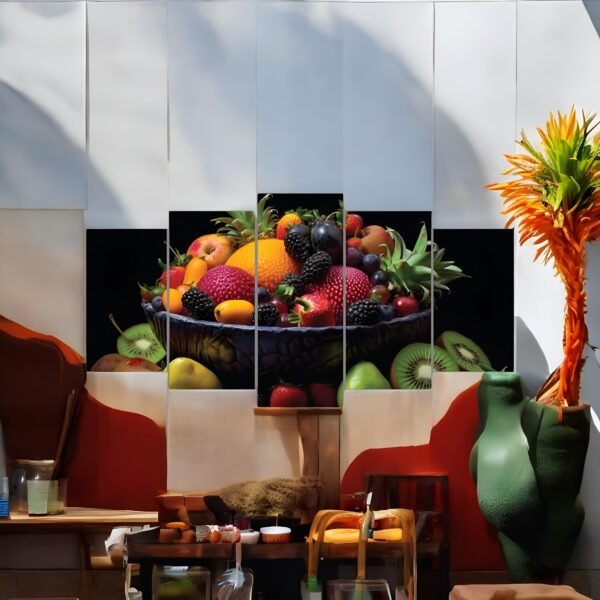 Elegant Black Framed Abundant Fresh Fruit Wall Art