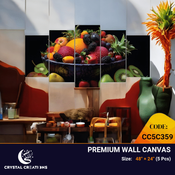 Elegant Black Framed Abundant Fresh Fruit Wall Art