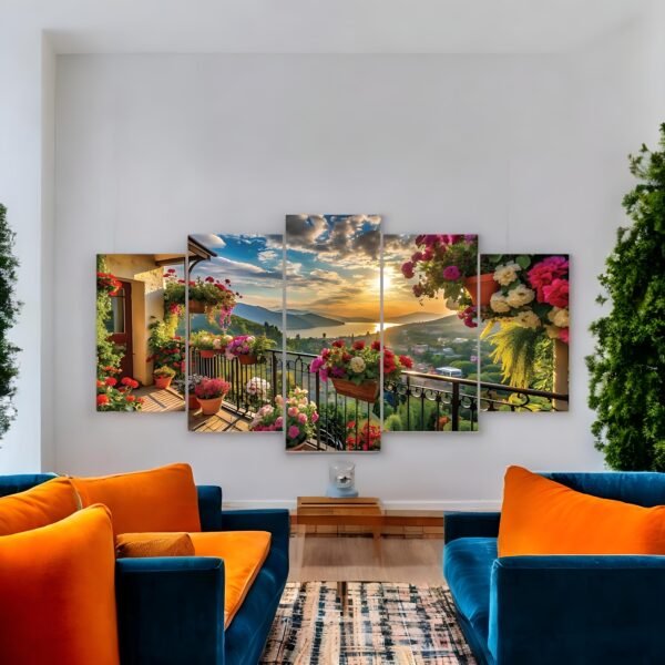 Terrace Garden Sunset Five-Panel Canvas