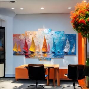 Abstract Sailboat Regatta Textured Canvas