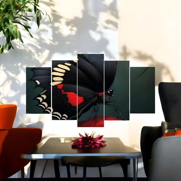 Midnight Wings Black and Red Butterfly Canvas