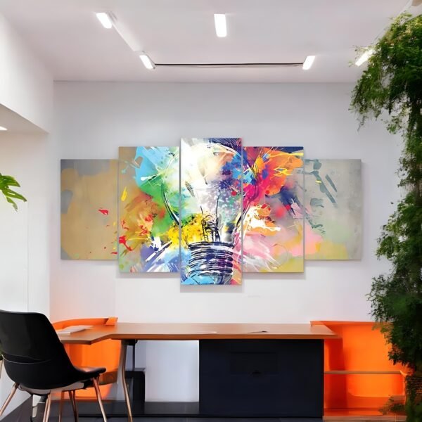 Energetic Panoramic Abstract Light Bulb Wall Art