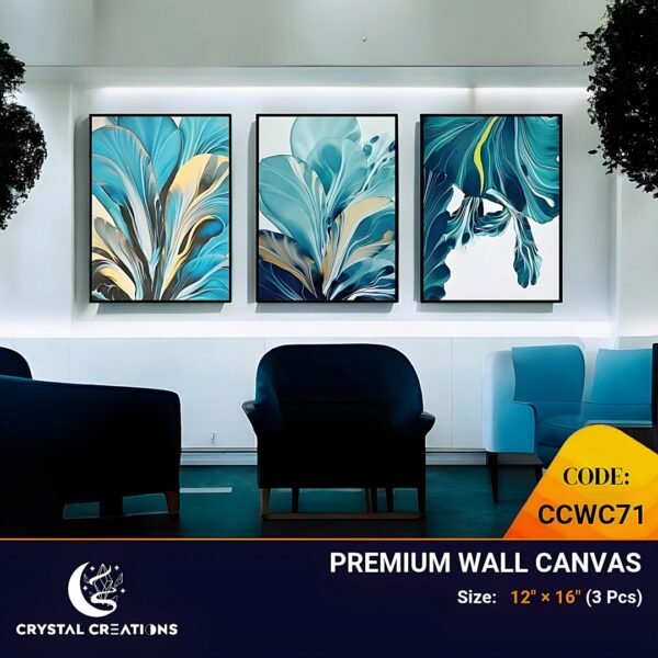 Teal & Gold Flow Abstract Floral Canvas