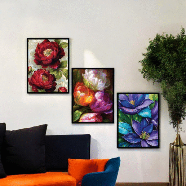 Bold Bloom Collection Floral Canvas Set