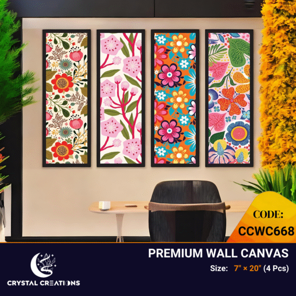 Retro Bloom Vibrant Floral Pattern Canvas Set