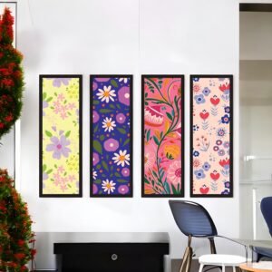 Whimsical Bloom Vibrant Floral Pattern Canvas Set