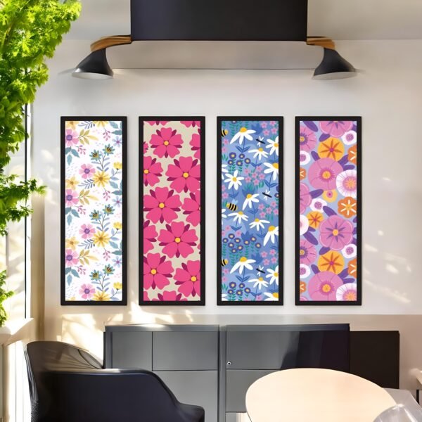 Cheerful Bloom Vibrant Floral Pattern Canvas Set
