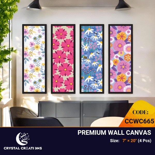 Cheerful Bloom Vibrant Floral Pattern Canvas Set