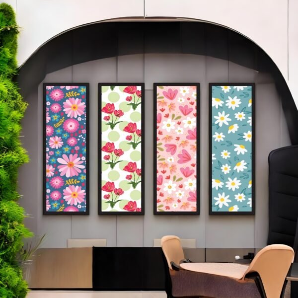 Cheerful Bloom Vibrant Floral Pattern Canvas Set