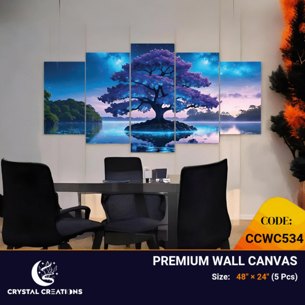 Midnight Bloom Moonlit Lake Tree Canvas