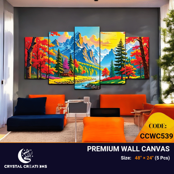 Beautiful and Vibrant Panoramic Autumn Mountain Wall Art