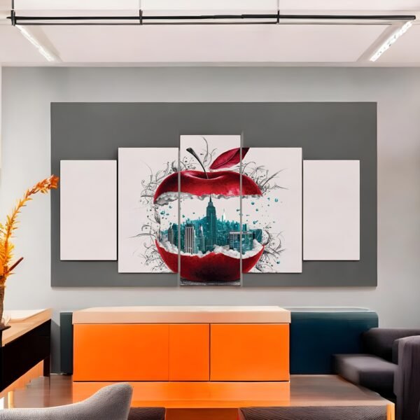 Cityscape Inside Red Apple Panoramic Print