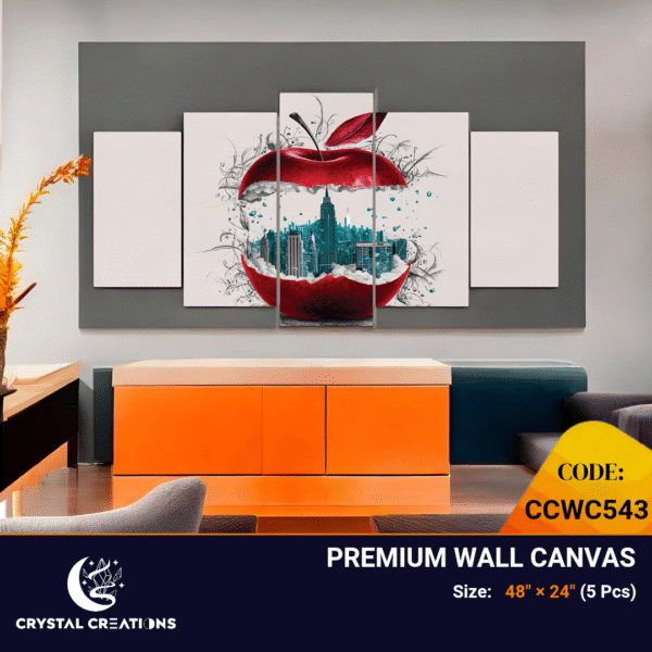 Cityscape Inside Red Apple Panoramic Print