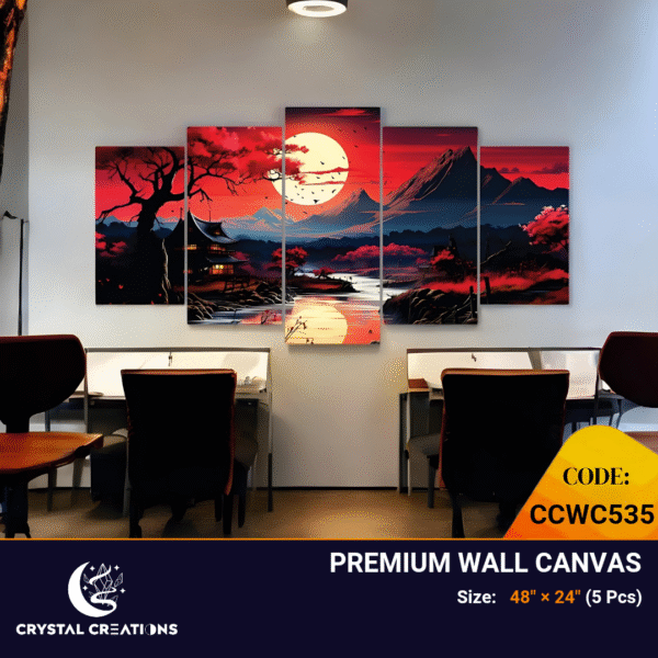 Beautiful and Intense Panoramic Moonlit Pagoda Wall Art