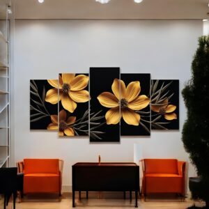 Elegant Gold Floral Premium Wall Canvas