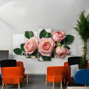 Elegant Pink Roses Premium Wall Canvas