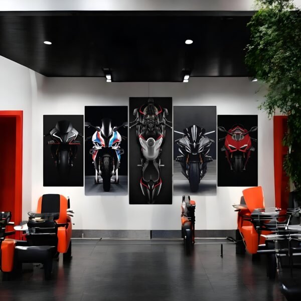 Sleek Bike Art 5-Piece Canvas Set