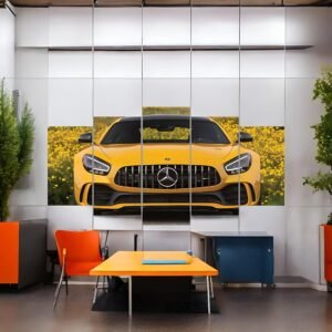 Bold Yellow Supercar in Field Canvas Print