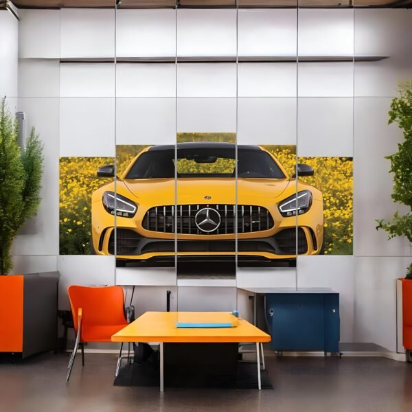 Bold Yellow Supercar in Field Canvas Print