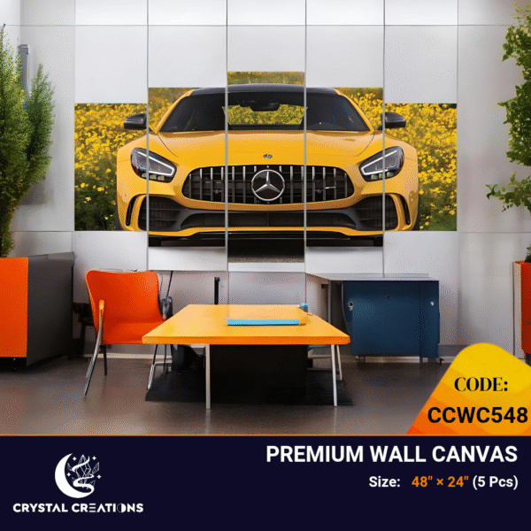 Bold Yellow Supercar in Field Canvas Print