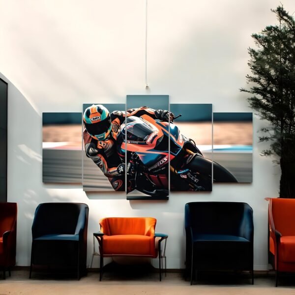 Motorcycle Racer in Action Premium Wall Canvas