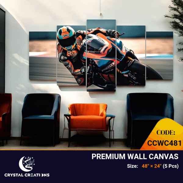 Motorcycle Racer in Action Premium Wall Canvas