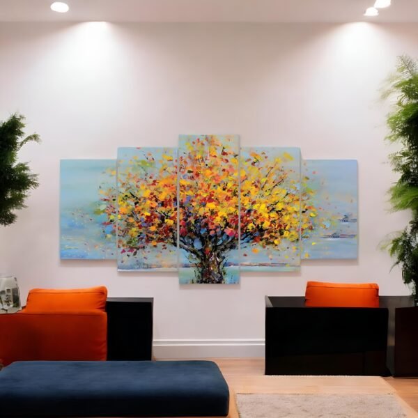 Expressive Panoramic Colorful Tree Wall Art