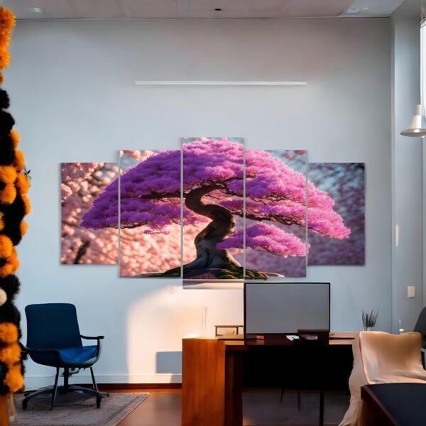 Pink Blossom Canopy Serene Tree Canvas