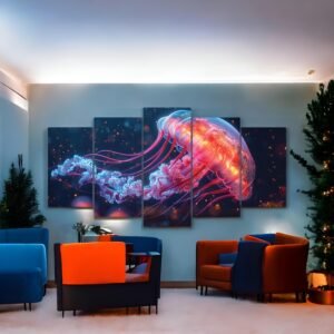 Deep Sea Luminescence Jellyfish Canvas Art