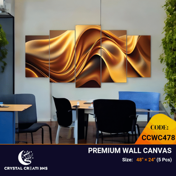 Golden Fluidity Abstract Wave Canvas Set