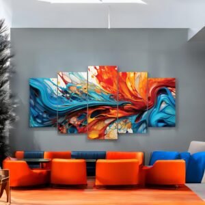 Fluid Fusion Vibrant Abstract Canvas Set