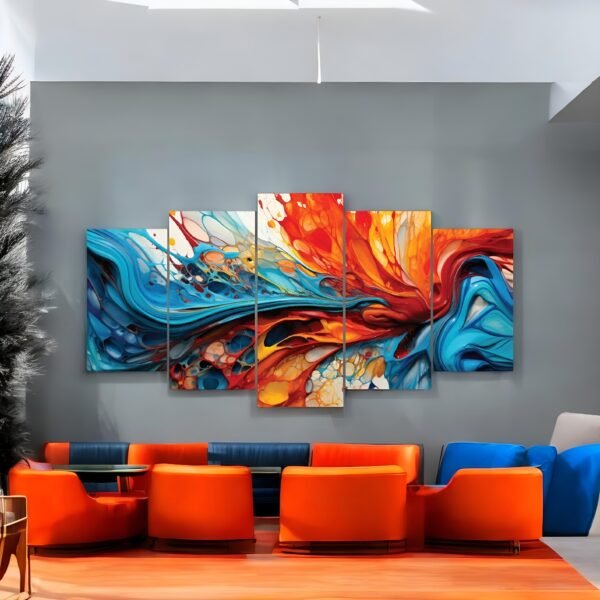 Fluid Fusion Vibrant Abstract Canvas Set