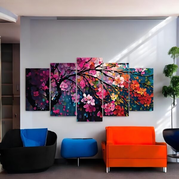 Colorful Blossom Cascade Abstract Floral Tree
