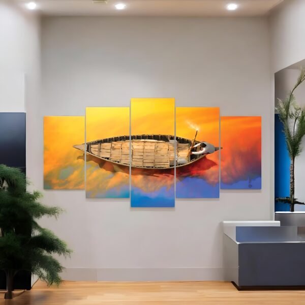 Captivating Fishing Boat Sunset/Sunrise Theme Gallery Wall