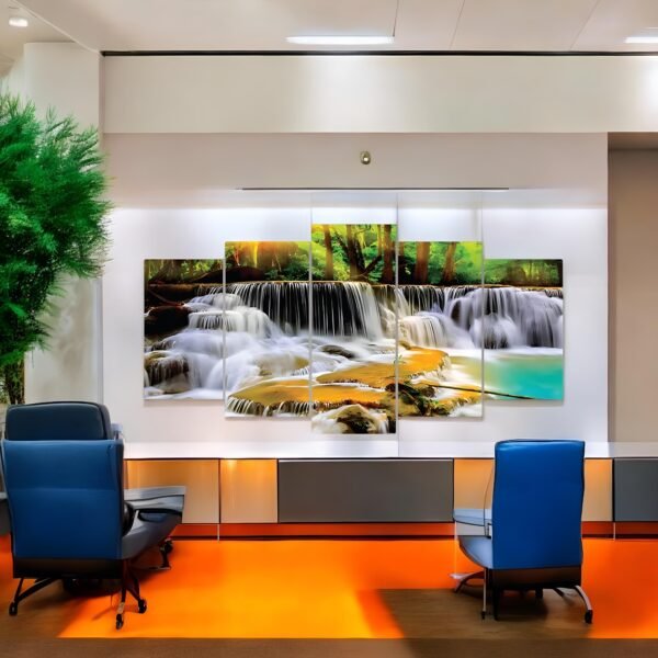 Stylish Home Decor with Lush Forest Waterfall Scene