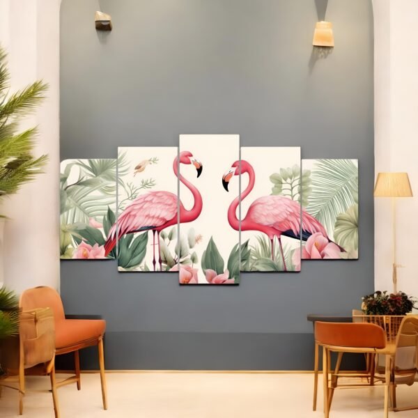 Flamingo and Floral Canvas Art